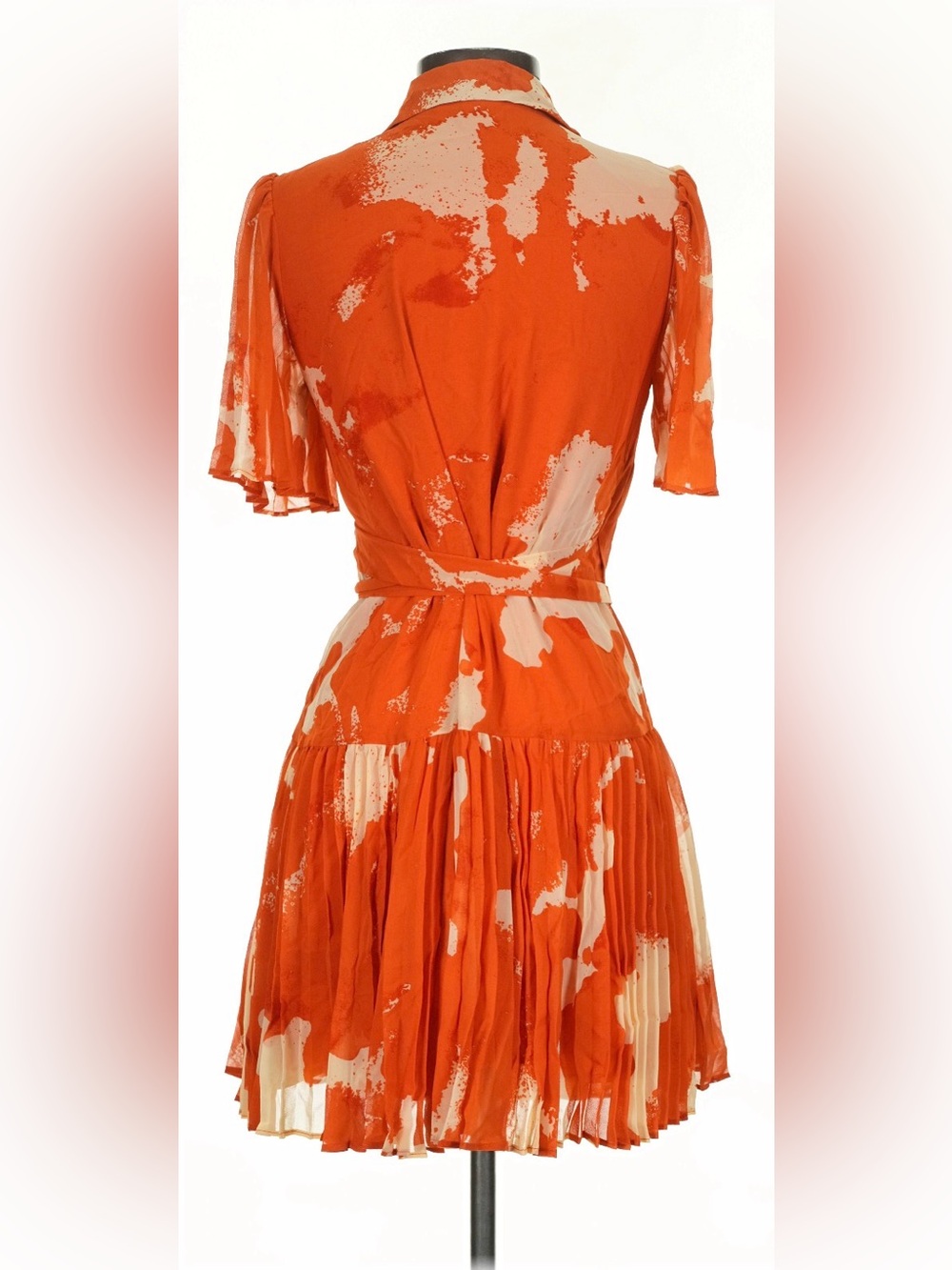 Alexis for Target Orange and Cream Pleated Wrap Mini Dress Small - Picture 5 of 9